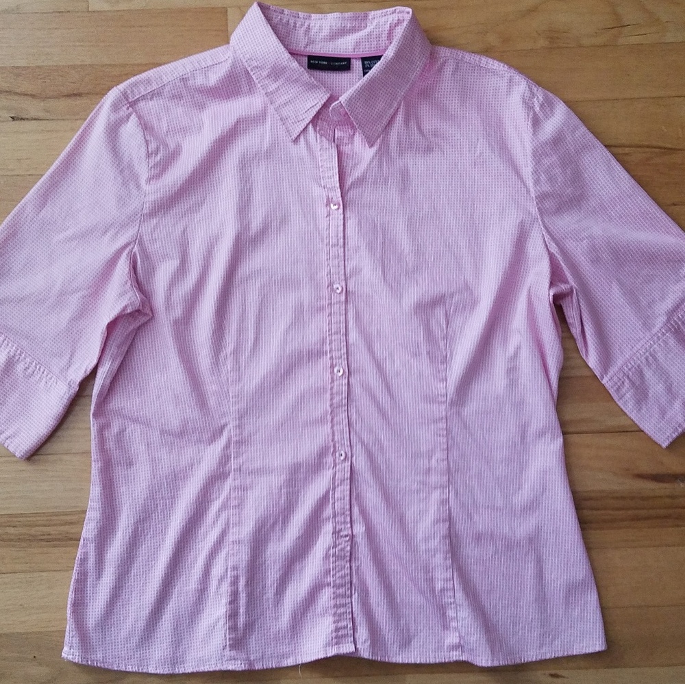 New York & Company Pink Gingham Style Button Down Shirt (read desc) - XL